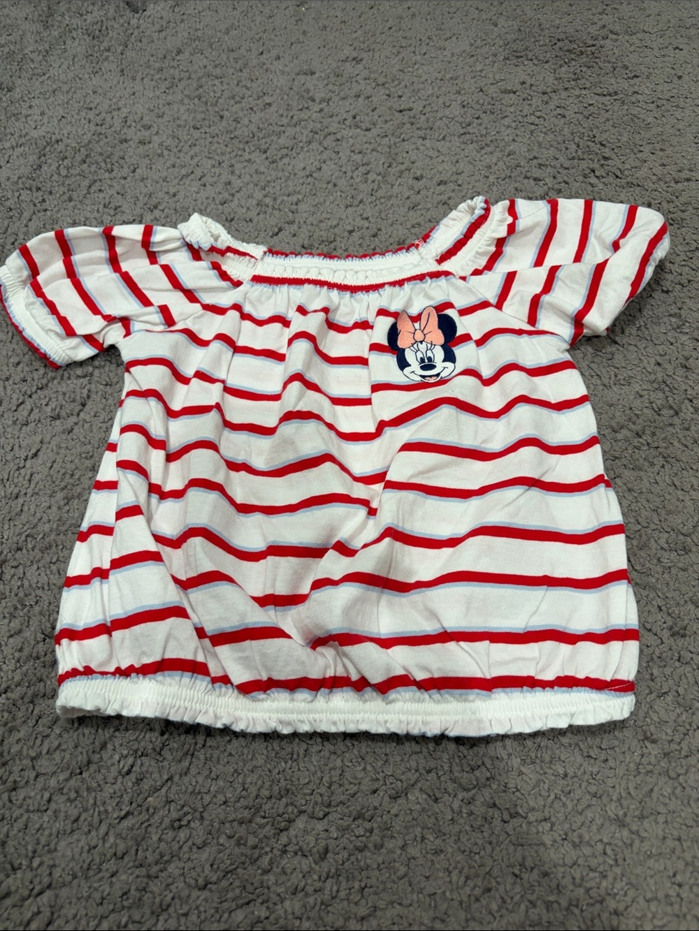 Old Navy White and Red Striped Minnie Mouse Off-Shoulder Top